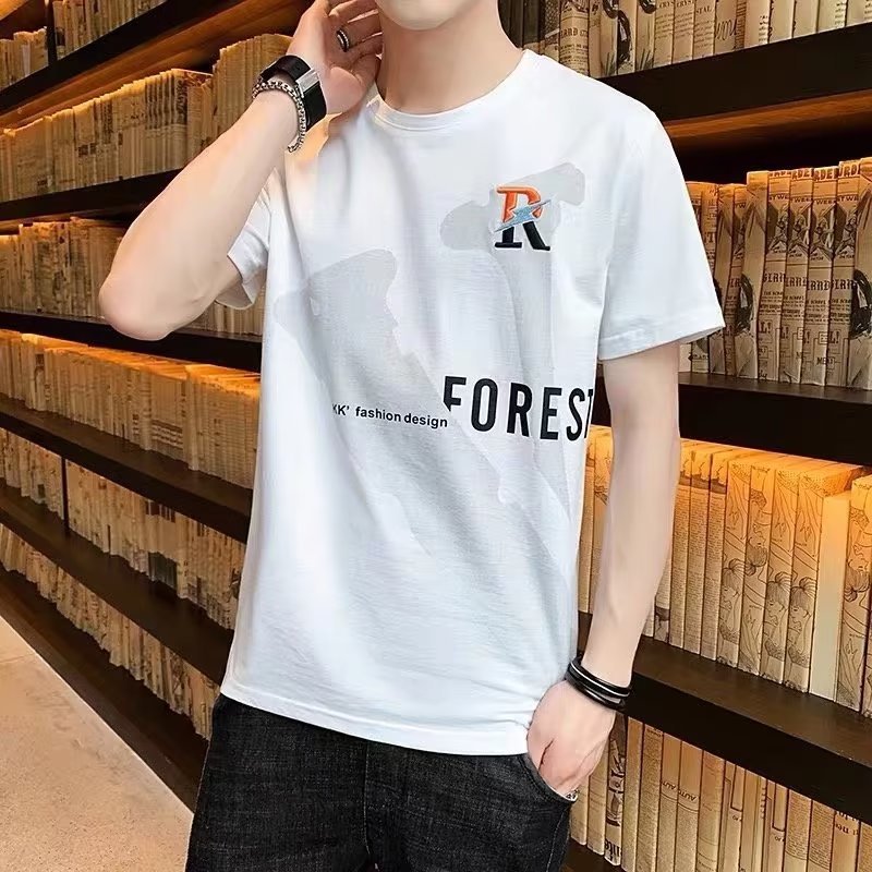 Short sleeved T-shirt men's summer new Korean style trendy half sleeved T-shirt round neck upper clothing wholesale