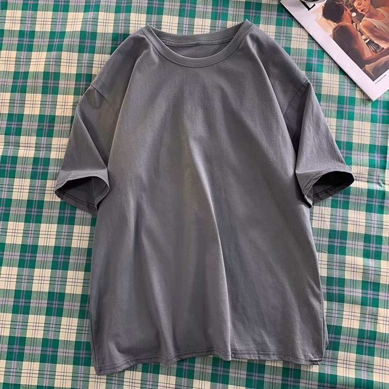 220G heavy-duty pure cotton short sleeved T-shirt for men and women, solid color white men's blank shirt, trendy ins wholesale source 220G heavy-duty pure cotton short sleeved T-shirt for men and women, solid color white men's blank shirt, trendy ins wholesale source