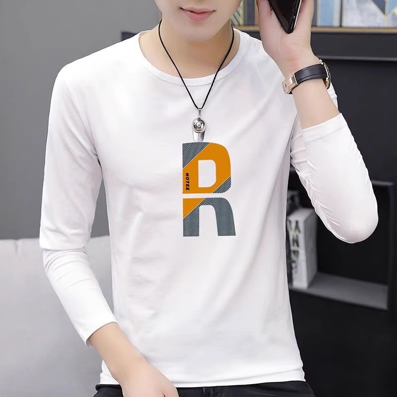 Men's new long sleeved t-shirt, men's fashion trend, autumn men's top, versatile, casual, inner layer, base layer, men's shirt