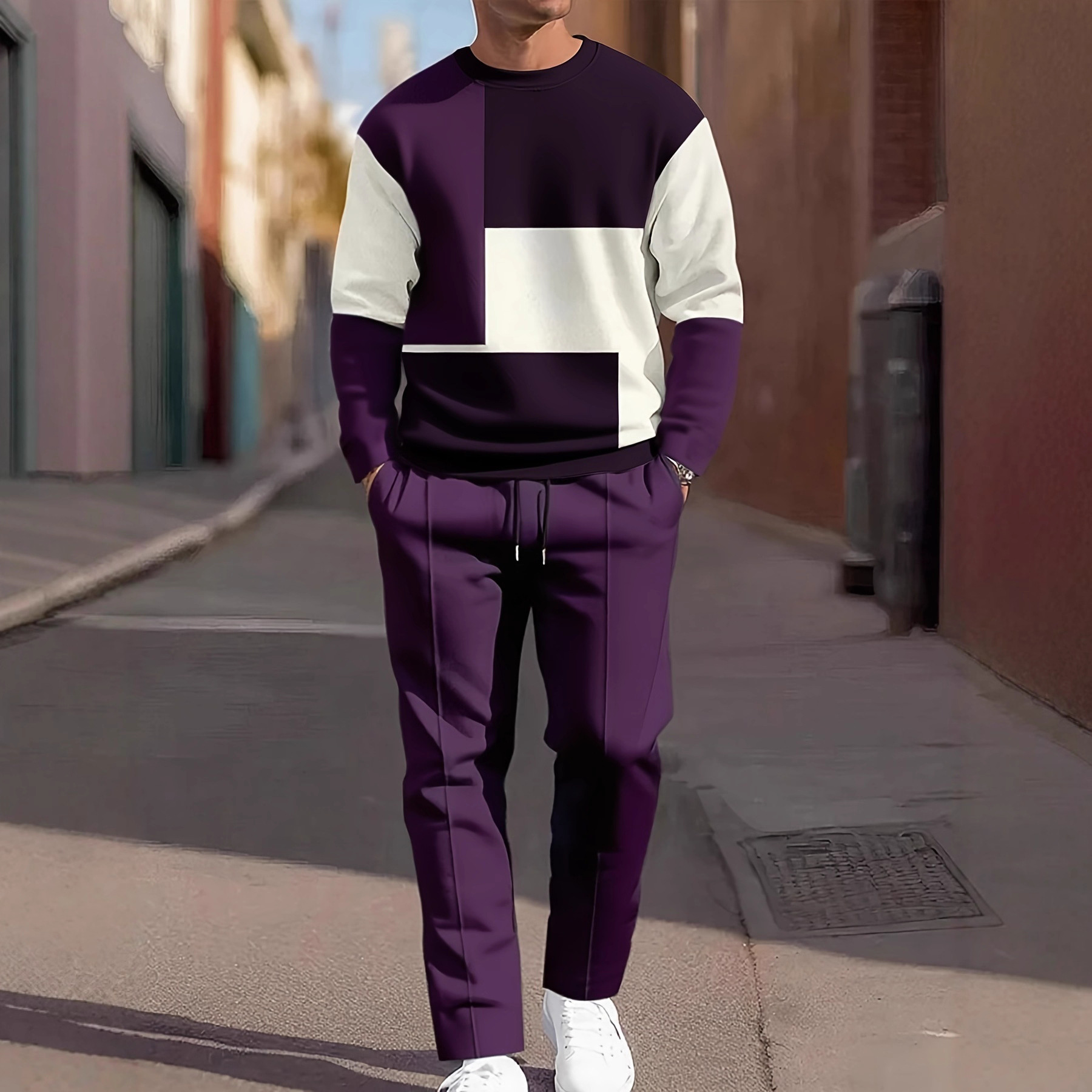 2025 Cross border Spring Round Neck Hoodie Loose, Fashionable and Casual New Style Versatile Amazon European and American Men's Long Sleeve