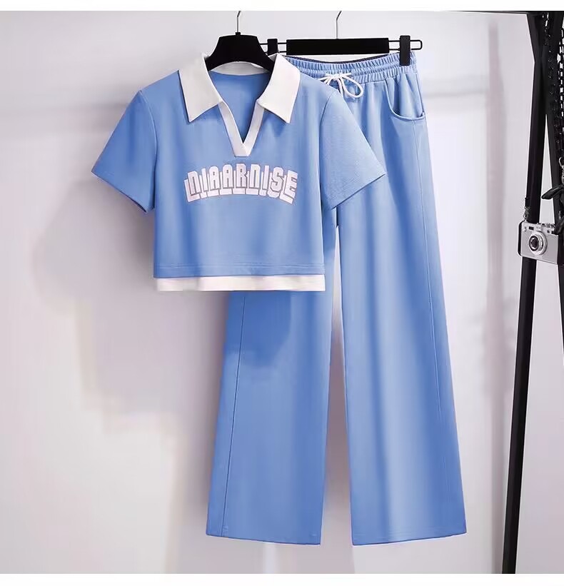 Leisure Sports Set for Women's Summer 2023 New Style Internet Celebrity Fashion Western Style Hoodie Wide Leg Pants Running Clothes Two Piece Set Leisure Sports Set for Women's Summer 2023 New Style Internet Celebrity Fashion Western Style Hoodie Wide Leg Pants Running Clothes Two Piece Set