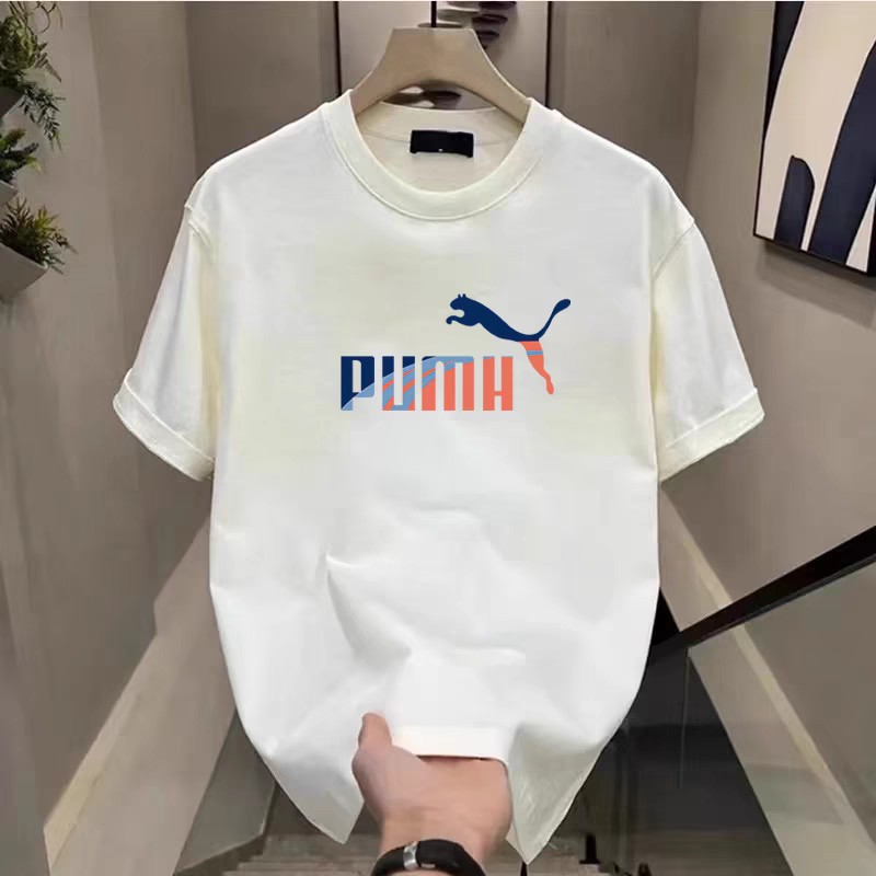 Cross border summer new men's short sleeved T-shirt, round neck printed half sleeved round neck, versatile foreign trade trendy brand sports top