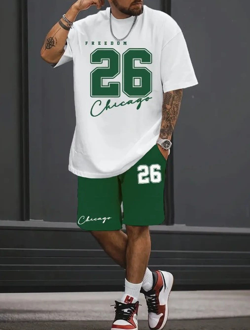 2025 Cross border Hot selling Set Fashion Short sleeved T-shirt Pants Loose Men's 3D Digital Printed Running Two piece Set 2025 Cross border Hot selling Set Fashion Short sleeved T-shirt Pants Loose Men's 3D Digital Printed Running Two piece Set