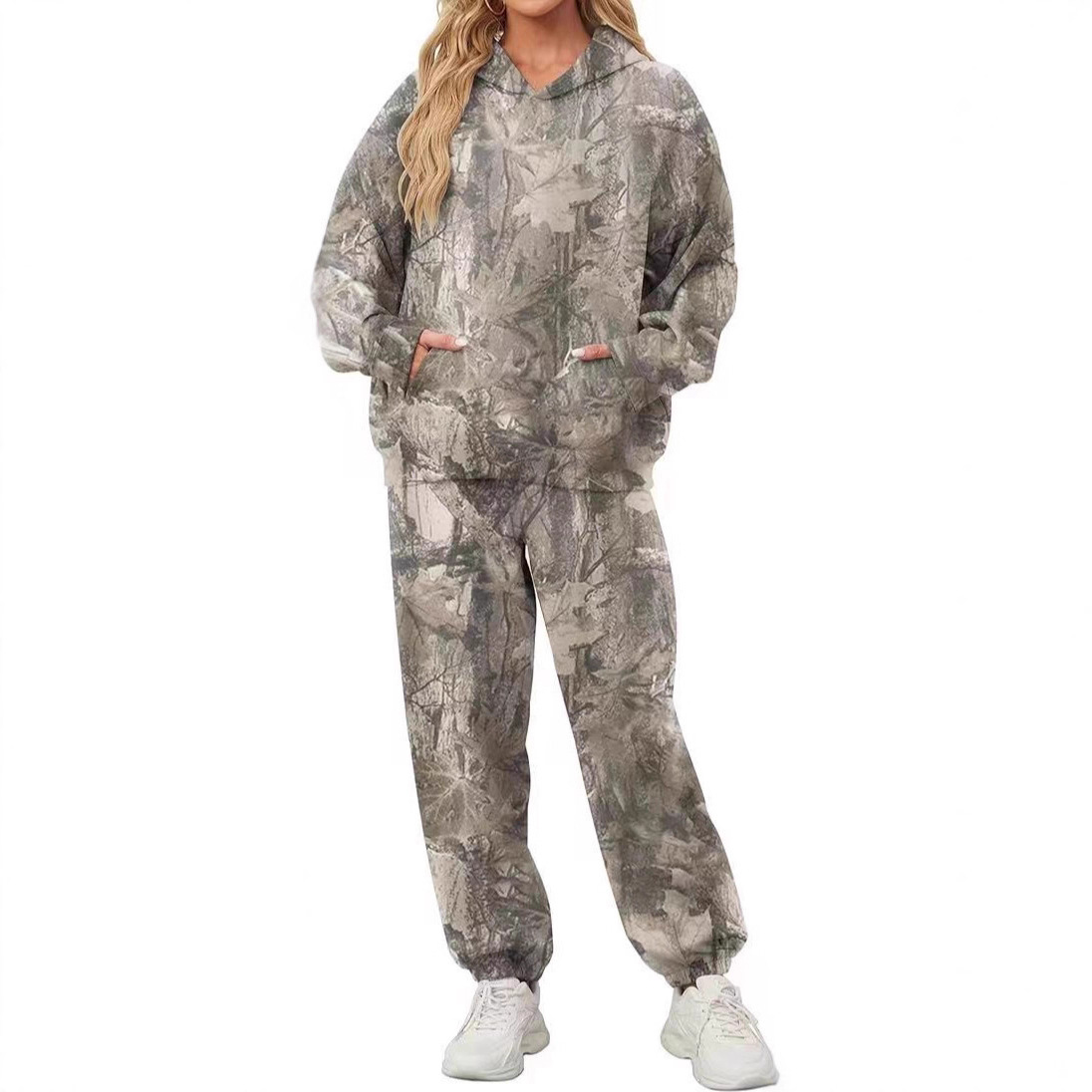 2025 European and American Cross border Autumn American Retro Men's and Women's Maple Leaf Pattern Casual Hoodie and Pants Set