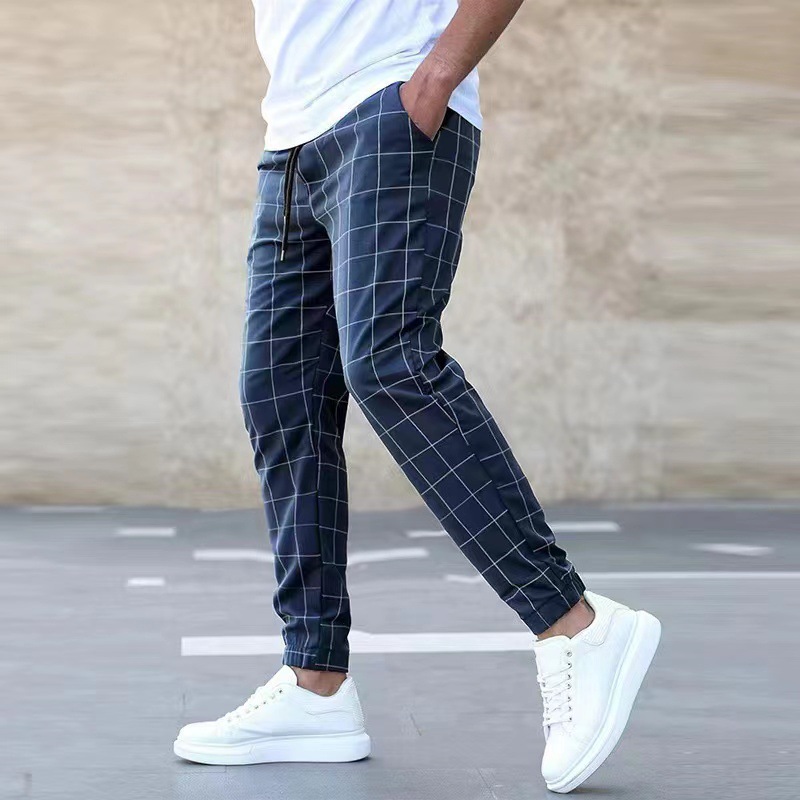 Cross border men's new sports and leisure trend, fashionable digital printed checkered pants, all season versatile men's digital printed pants Cross border men's new sports and leisure trend, fashionable digital printed checkered pants, all season versatile men's digital printed pants