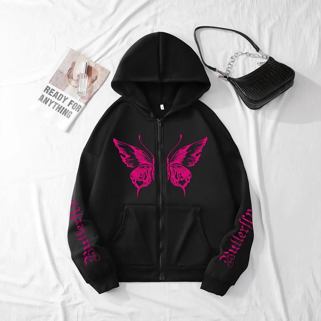 Cross border new men's and women's zipper hoodie spider retro pattern printed zipper top sweatshirt sweatshirt