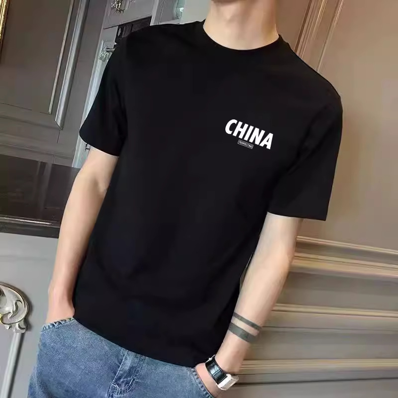 American retro letter printed short sleeved men's summer heavyweight t-shirt men's half sleeved loose trendy t-shirt