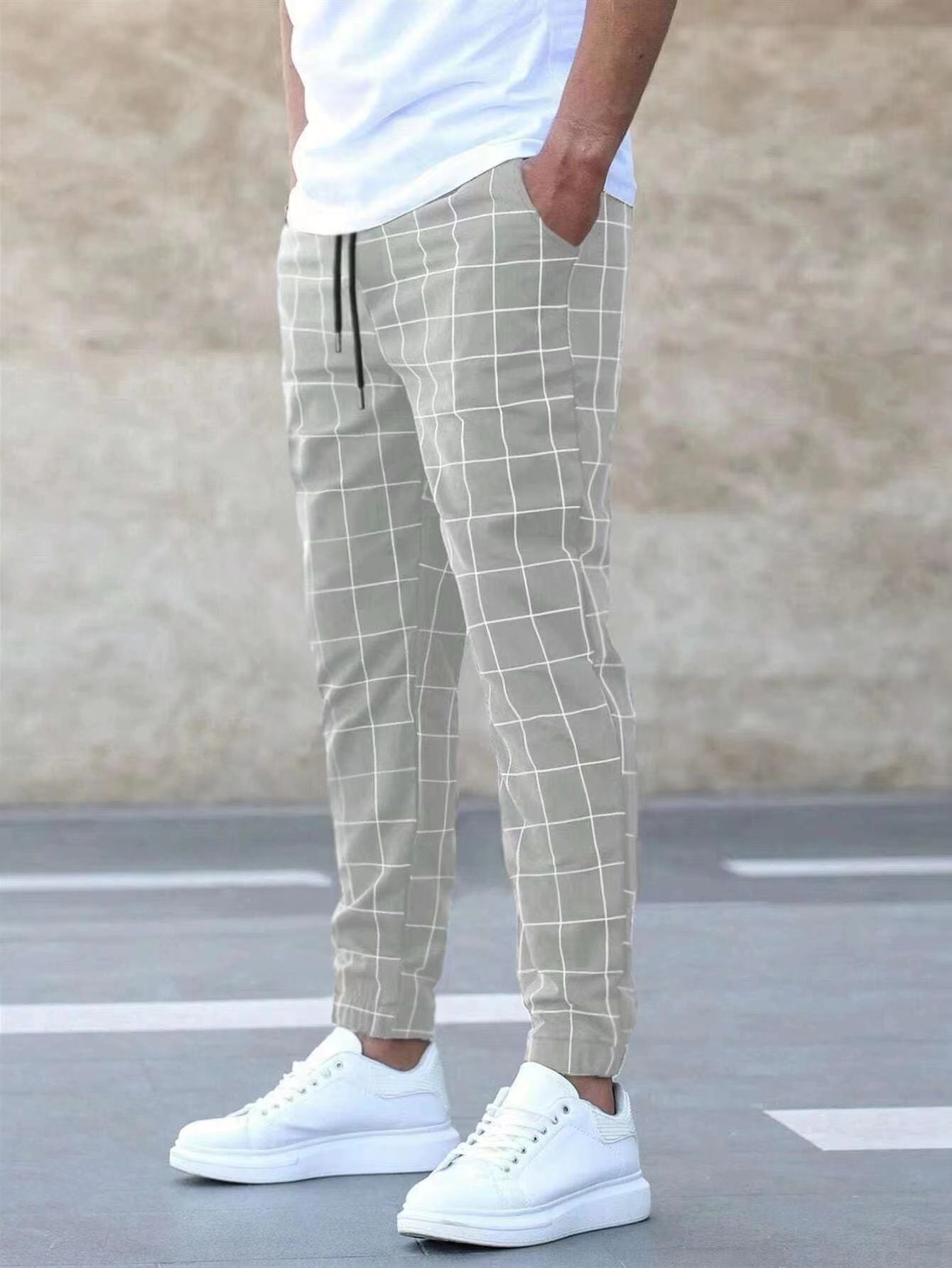 Cross border men's new sports and leisure trend, fashionable digital printed checkered pants, all season versatile men's digital printed pants Cross border men's new sports and leisure trend, fashionable digital printed checkered pants, all season versatile men's digital printed pants