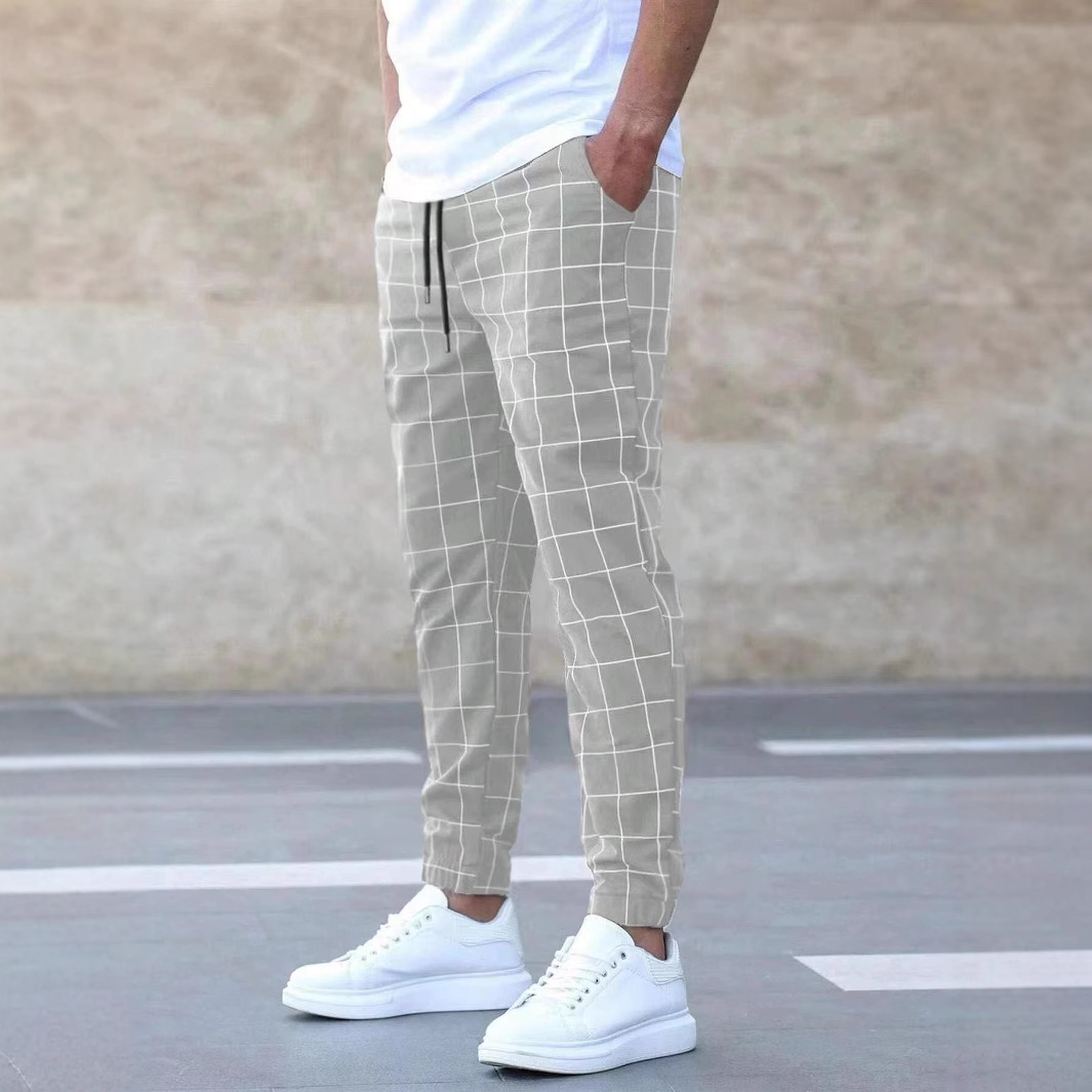 Cross border men's new sports and leisure trend, fashionable digital printed checkered pants, all season versatile men's digital printed pants Cross border men's new sports and leisure trend, fashionable digital printed checkered pants, all season versatile men's digital printed pants