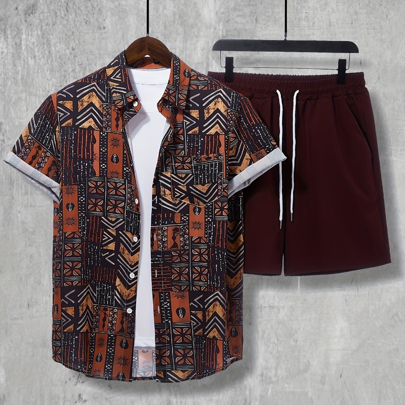 European and American Cross border 2024 Summer New Shirt and Shorts Set 3D Printed Casual Vacation Men's cardigan Two Piece Set European and American Cross border 2024 Summer New Shirt and Shorts Set 3D Printed Casual Vacation Men's cardigan Two Piece Set