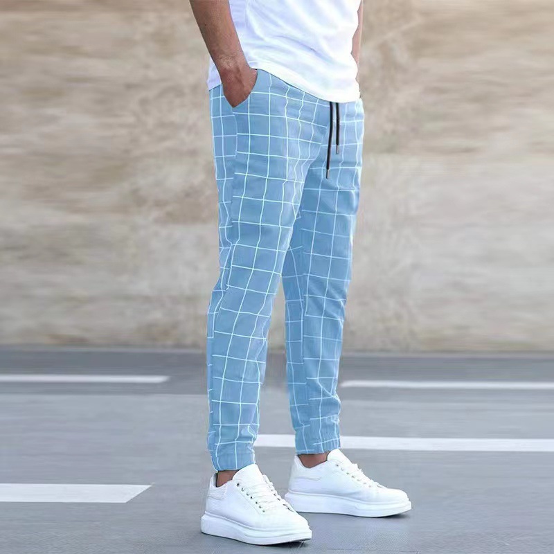 Cross border men's new sports and leisure trend, fashionable digital printed checkered pants, all season versatile men's digital printed pants Cross border men's new sports and leisure trend, fashionable digital printed checkered pants, all season versatile men's digital printed pants