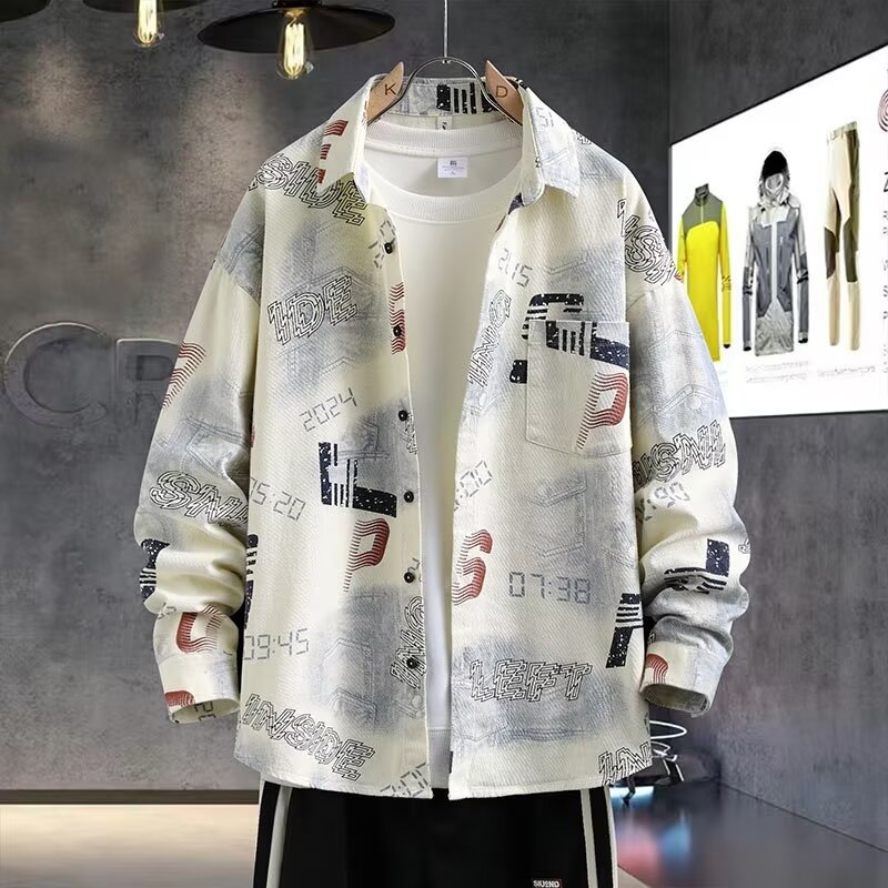 2025 Spring New Men's Long Sleeve Shirt Men's Casual Korean Edition Trendy Bottom Solid Color Shirt Coat Men's Fashion