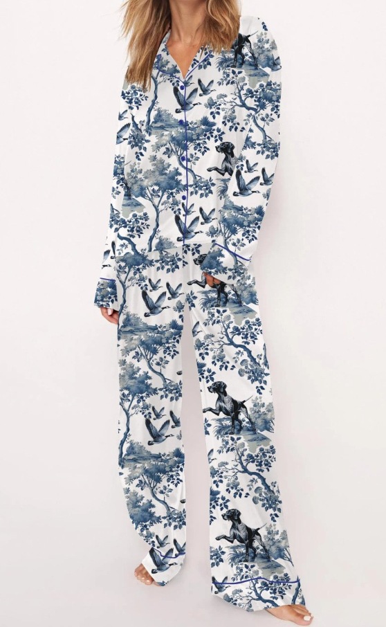 2025 Amazon standalone long sleeved casual sleepwear set with printed fashion buttons for adult casual home wear 2025 Amazon standalone long sleeved casual sleepwear set with printed fashion buttons for adult casual home wear