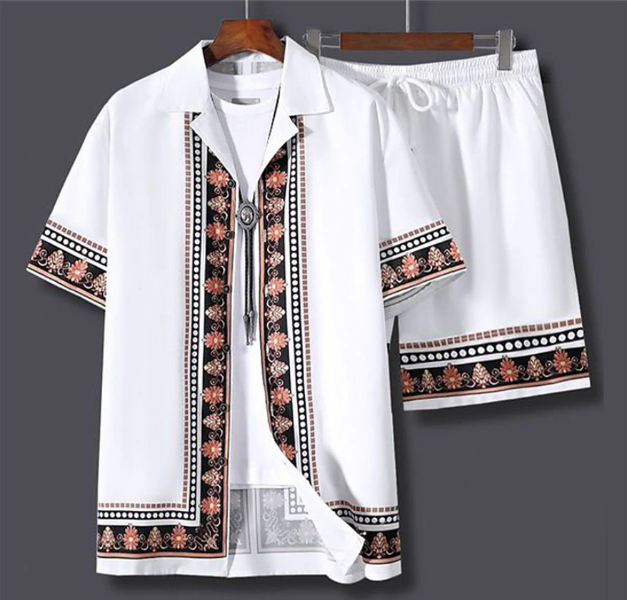 European and American Cross border 2024 Summer New Shirt and Shorts Set 3D Printed Casual Vacation Men's cardigan Two Piece Set European and American Cross border 2024 Summer New Shirt and Shorts Set 3D Printed Casual Vacation Men's cardigan Two Piece Set