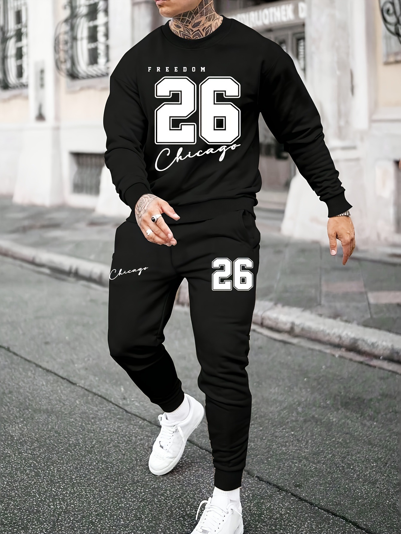 Cross border fashion 3D printed sports and leisure hoodie pants for men in autumn, round neck, simple letter printed Zhejiang style suit Cross border fashion 3D printed sports and leisure hoodie pants for men in autumn, round neck, simple letter printed Zhejiang style suit