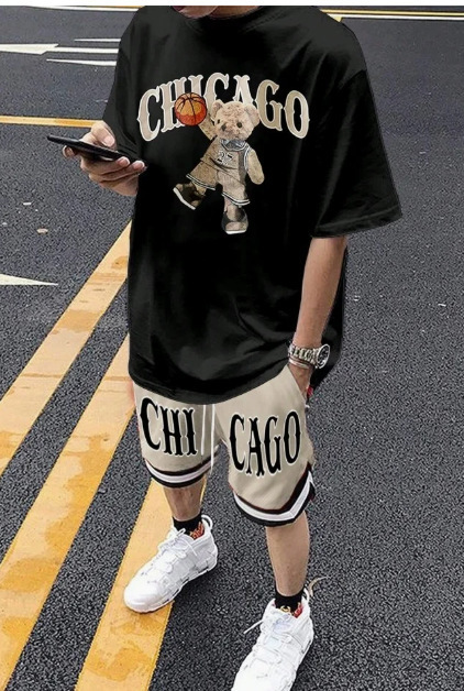 2025 Cross border Hot selling Set Fashion Short sleeved T-shirt Pants Loose Men's 3D Digital Printed Running Two piece Set 2025 Cross border Hot selling Set Fashion Short sleeved T-shirt Pants Loose Men's 3D Digital Printed Running Two piece Set