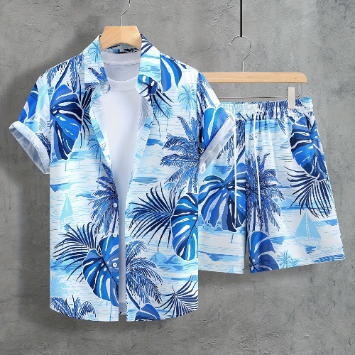 European and American Cross border 2024 Summer New Shirt and Shorts Set 3D Printed Casual Vacation Men's cardigan Two Piece Set European and American Cross border 2024 Summer New Shirt and Shorts Set 3D Printed Casual Vacation Men's cardigan Two Piece Set