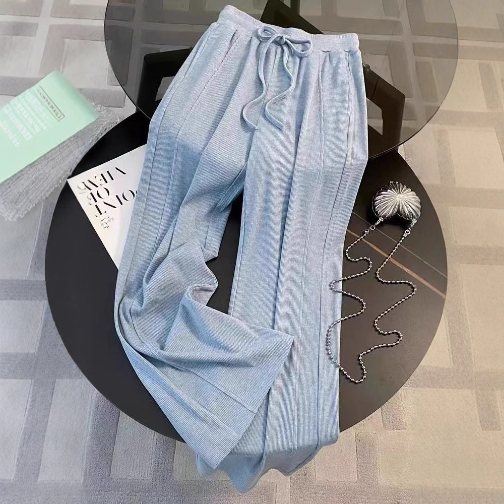 Salt style casual sports suit for women, youthful and stylish, slimming and slimming, blue hooded sweatshirt, wide leg pants two-piece set Salt style casual sports suit for women, youthful and stylish, slimming and slimming, blue hooded sweatshirt, wide leg pants two-piece set