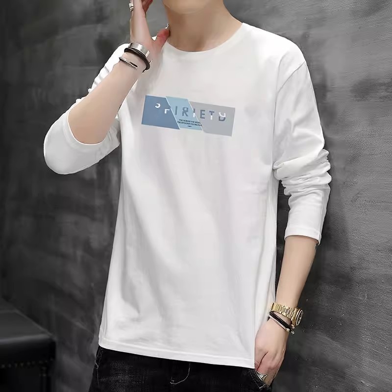 Men's new fashionable round neck slim fit base shirt, casual and versatile, youth student T-shirt, men's one-piece hair replacement