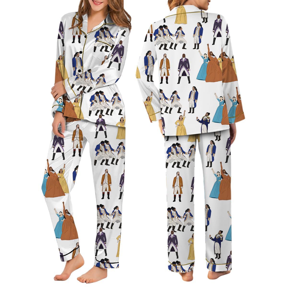2025 Amazon standalone long sleeved casual sleepwear set with printed fashion buttons for adult casual home wear 2025 Amazon standalone long sleeved casual sleepwear set with printed fashion buttons for adult casual home wear