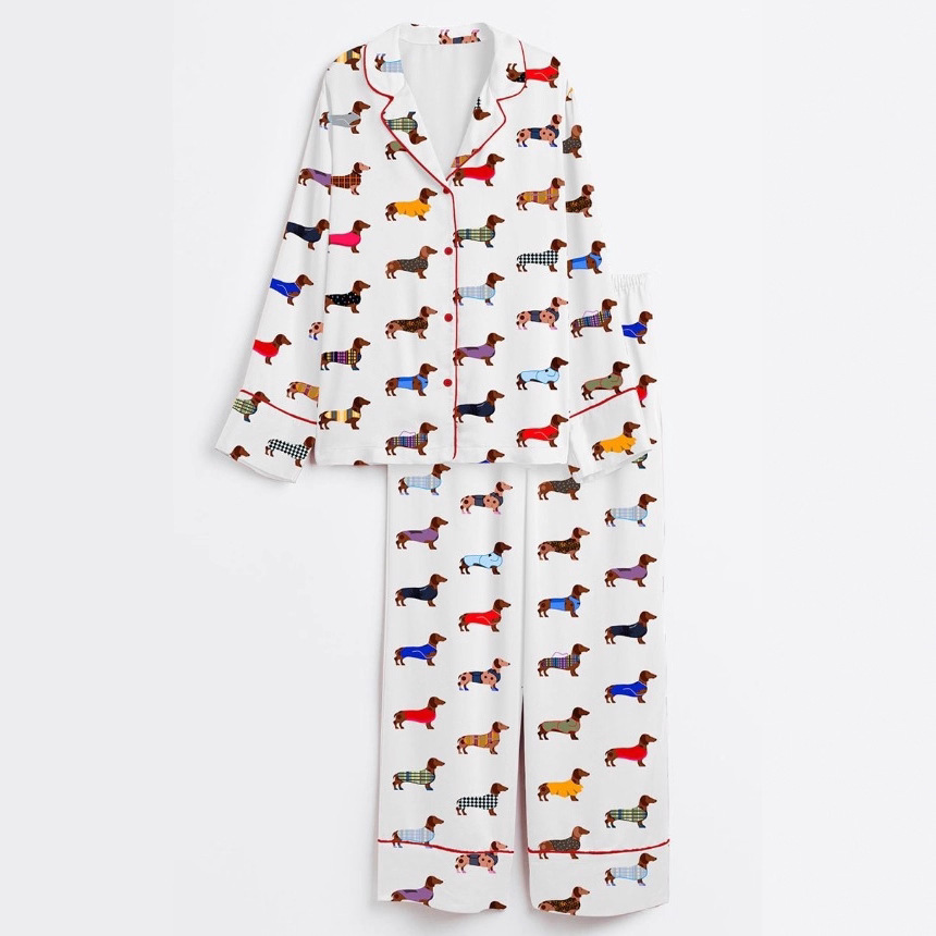 2025 Amazon standalone long sleeved casual sleepwear set with printed fashion buttons for adult casual home wear 2025 Amazon standalone long sleeved casual sleepwear set with printed fashion buttons for adult casual home wear