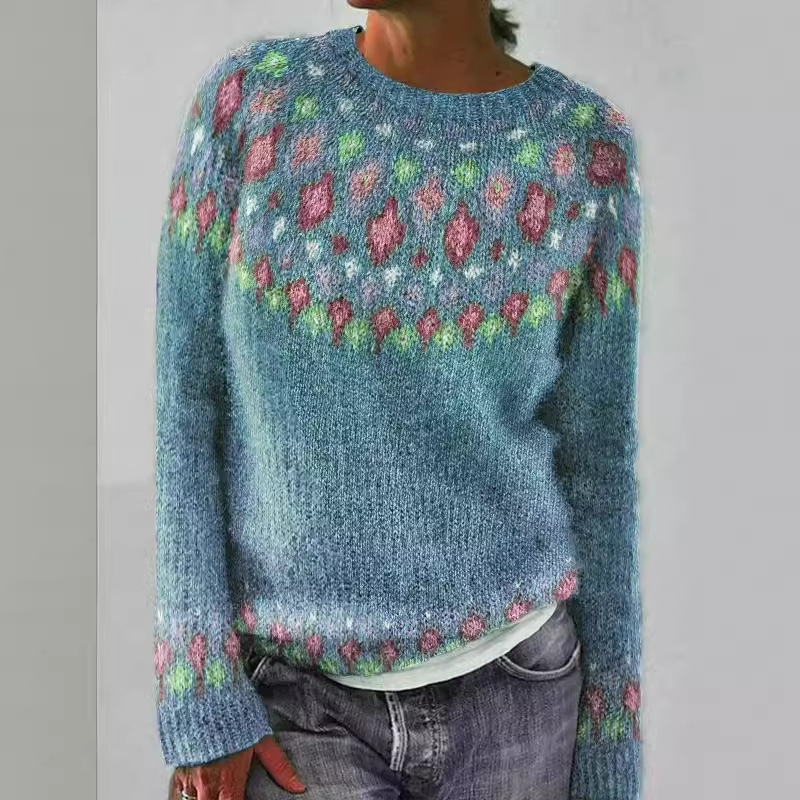 Cross border 3D printed women's round neck soft sweater casual jacket knitted sweater fashion diamond series Cross border 3D printed women's round neck soft sweater casual jacket knitted sweater fashion diamond series