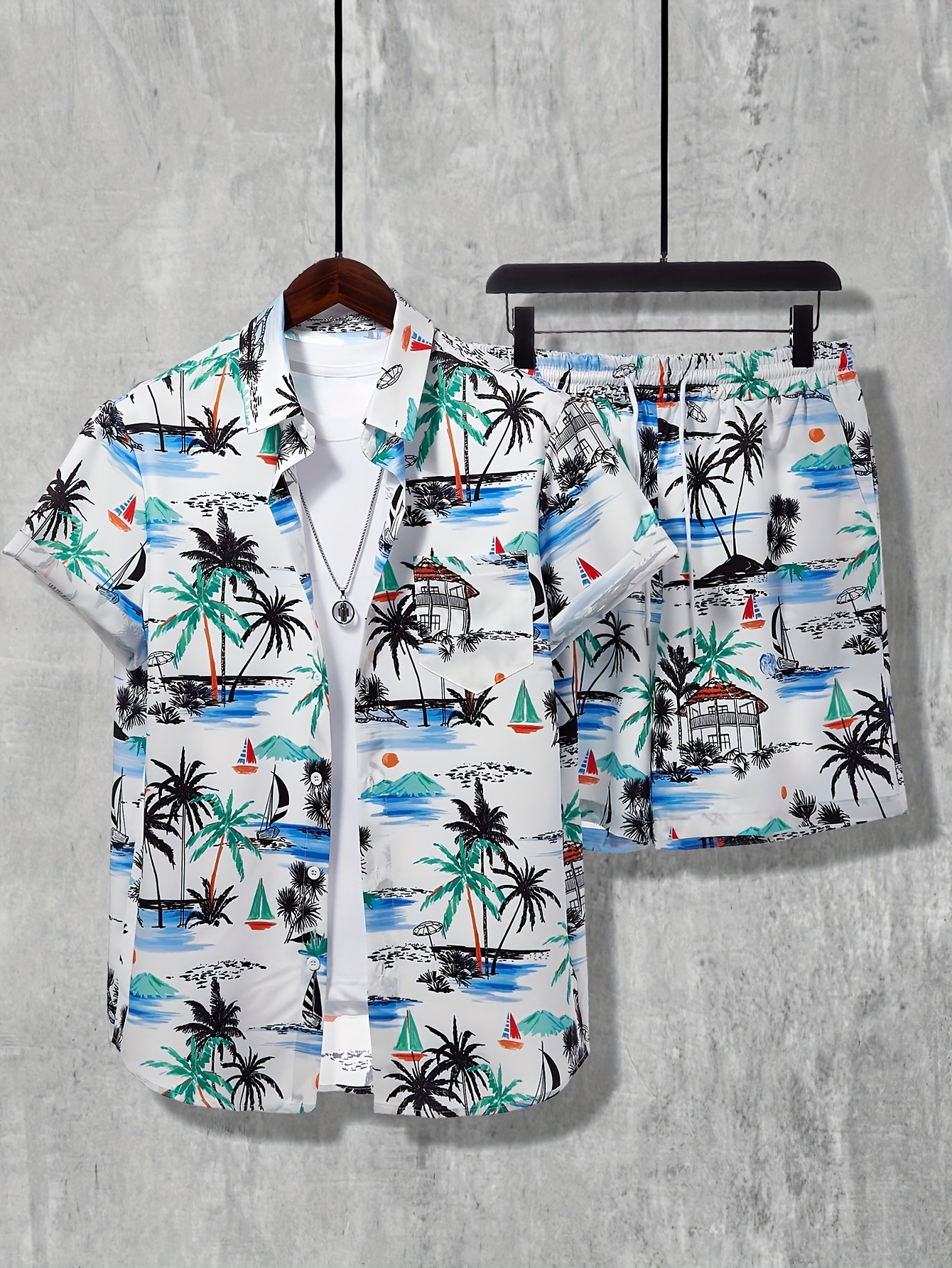 European and American Cross border 2024 Summer New Shirt and Shorts Set 3D Printed Casual Vacation Men's cardigan Two Piece Set European and American Cross border 2024 Summer New Shirt and Shorts Set 3D Printed Casual Vacation Men's cardigan Two Piece Set