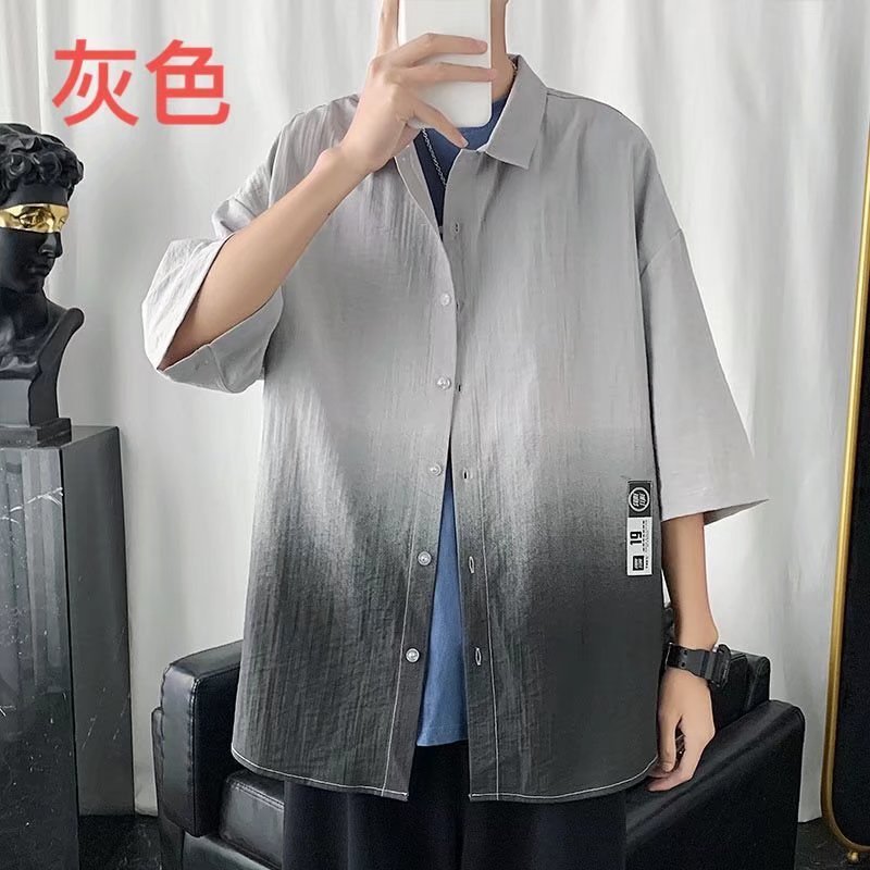 Ice silk shirt for men, short sleeved linen shirt, summer design, Hong Kong style, Japanese fashion, casual shirt jacket Ice silk shirt for men, short sleeved linen shirt, summer design, Hong Kong style, Japanese fashion, casual shirt jacket