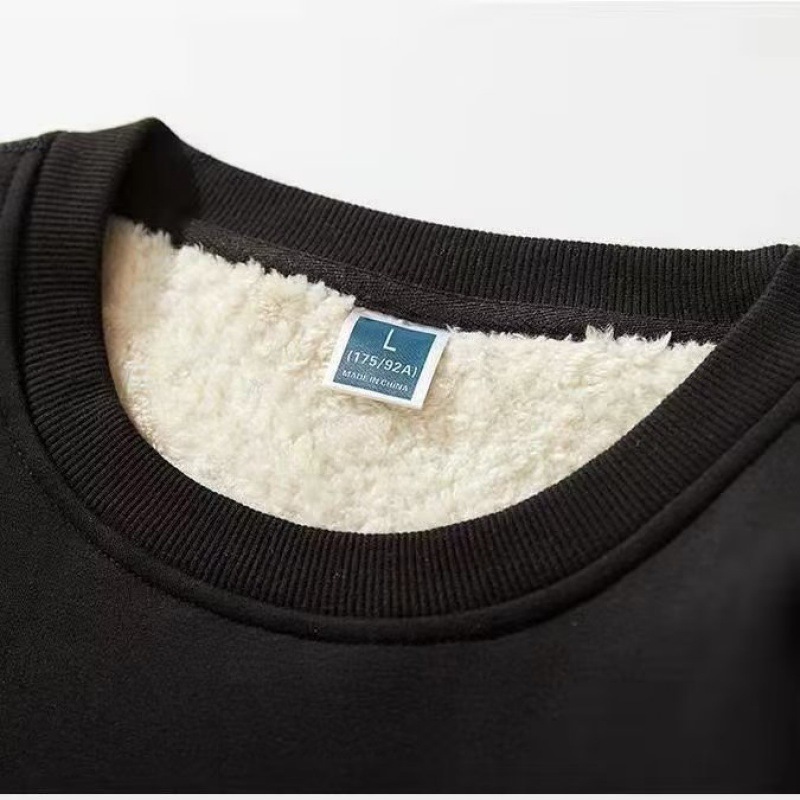 Lamb fleece round neck sweatshirt for men, suitable for autumn and winter, versatile long sleeved base, trendy brand hooded casual top for men Lamb fleece round neck sweatshirt for men, suitable for autumn and winter, versatile long sleeved base, trendy brand hooded casual top for men