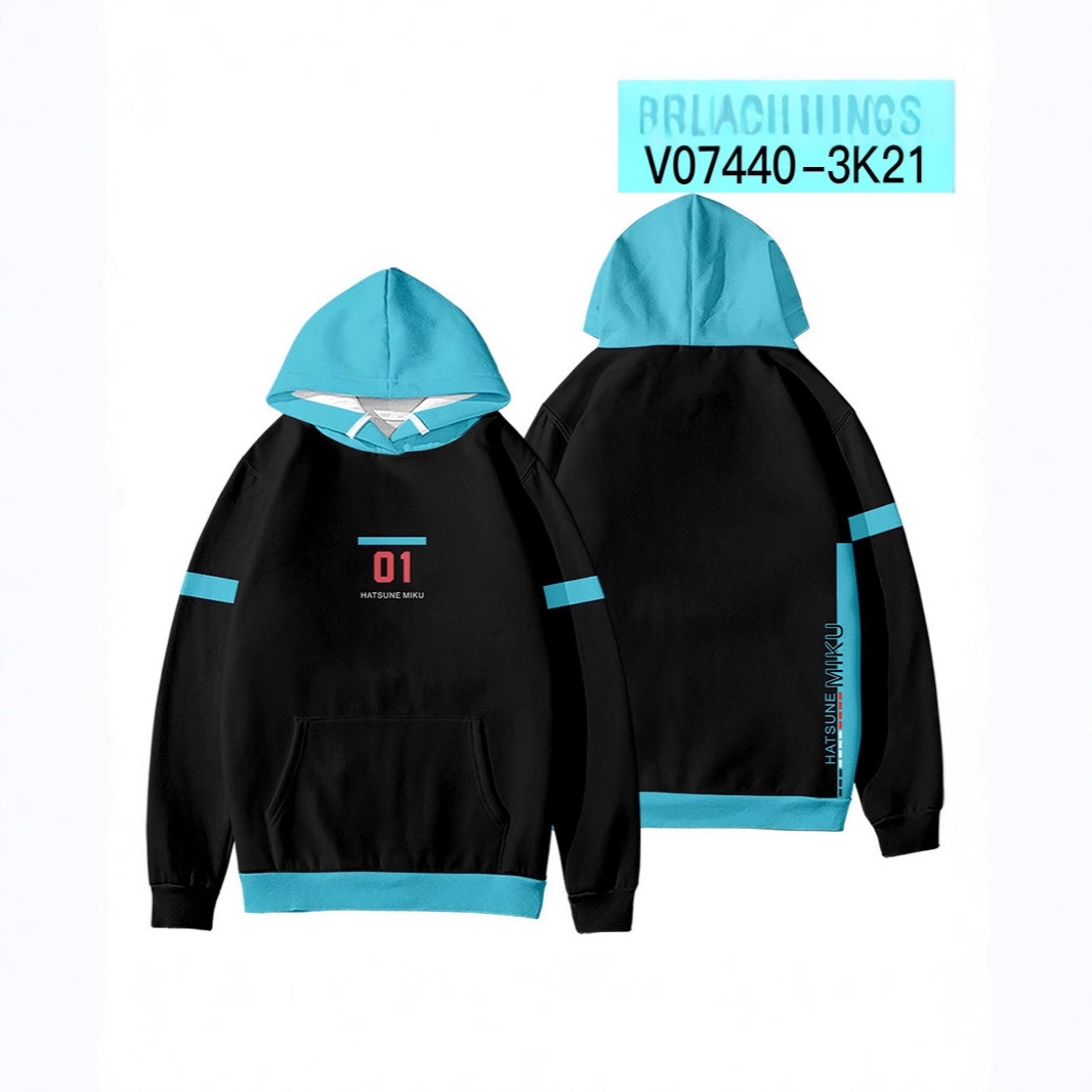 2025 Europe and America cross-border leisure fashion Hatsune Miku hooded sweater for women 3D digital printing versatile sweater