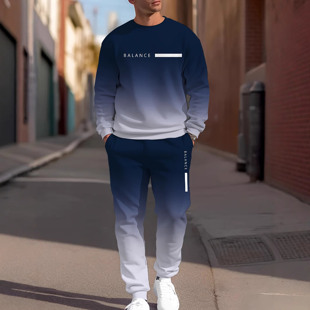 Cross border fashion 3D printed sports and leisure hoodie pants for men in autumn, round neck, simple letter printed Zhejiang style suit Cross border fashion 3D printed sports and leisure hoodie pants for men in autumn, round neck, simple letter printed Zhejiang style suit