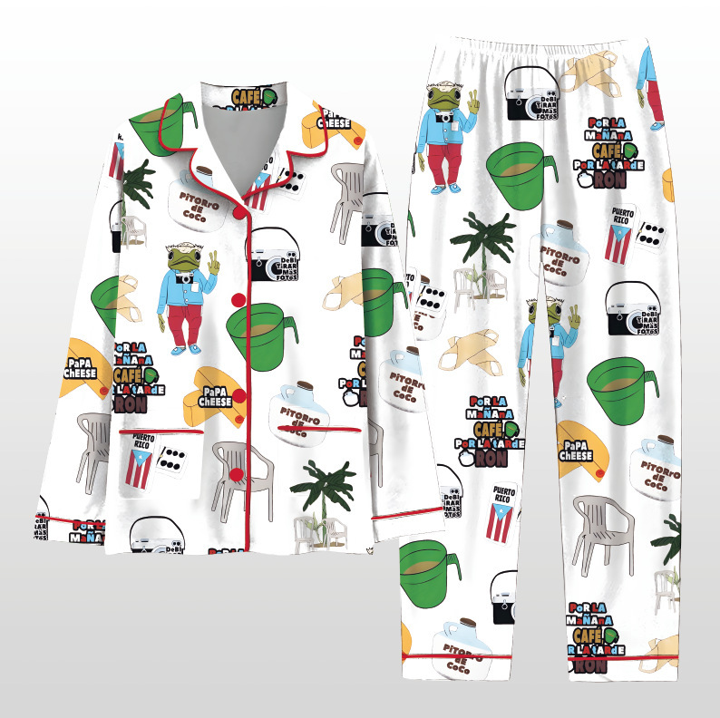 2025 Amazon standalone long sleeved casual sleepwear set with printed fashion buttons for adult casual home wear 2025 Amazon standalone long sleeved casual sleepwear set with printed fashion buttons for adult casual home wear