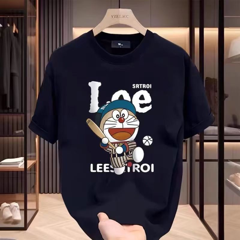 180g heavyweight cross-border short sleeved T-shirt men's summer hot item printed loose trendy and versatile round neck top