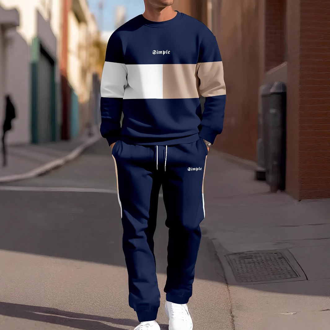 Cross border fashion 3D printed sports and leisure hoodie pants for men in autumn, round neck, simple letter printed Zhejiang style suit Cross border fashion 3D printed sports and leisure hoodie pants for men in autumn, round neck, simple letter printed Zhejiang style suit