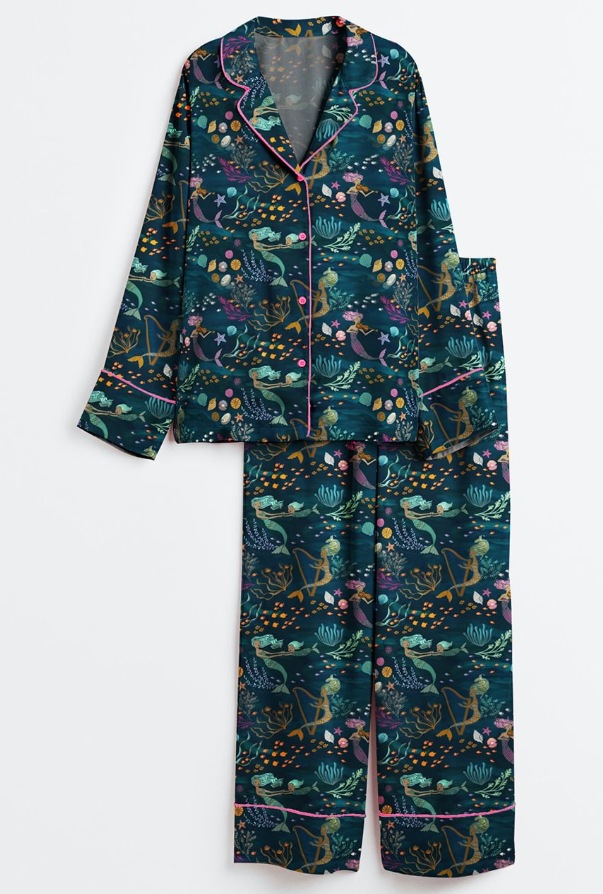 2025 Amazon standalone long sleeved casual sleepwear set with printed fashion buttons for adult casual home wear 2025 Amazon standalone long sleeved casual sleepwear set with printed fashion buttons for adult casual home wear