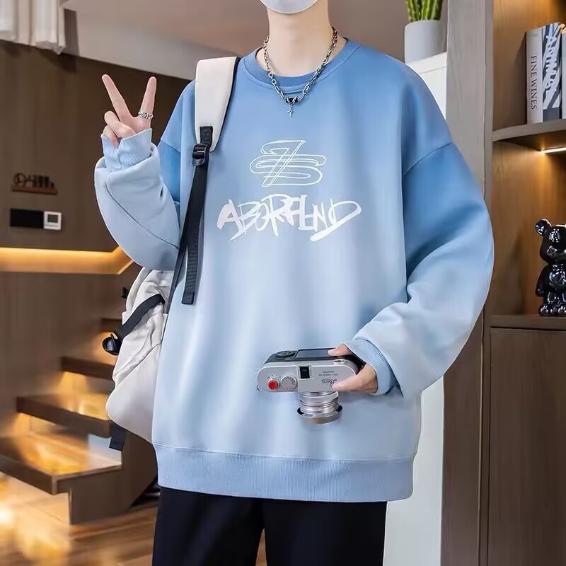 2025 Spring and Autumn hoodie set, men's round neck long sleeved, youth gradient color, cotton, junior high school students, big children's men's clothing 2025 Spring and Autumn hoodie set, men's round neck long sleeved, youth gradient color, cotton, junior high school students, big children's men's clothing