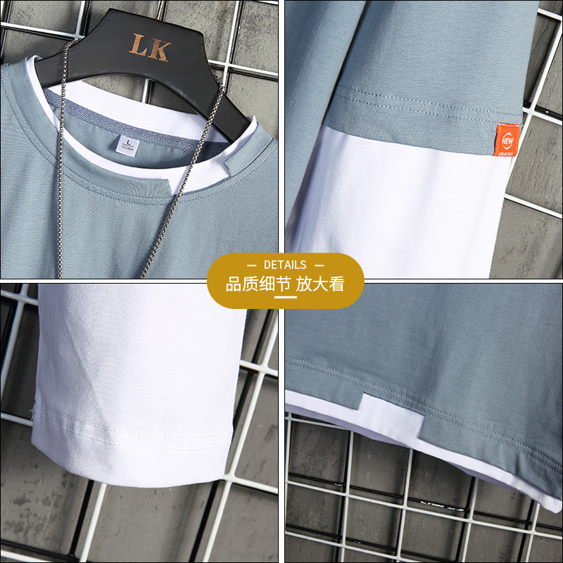 Spring and Autumn men's long sleeved t-shirt trend ins loose top clothing 2022 new short sleeved men's summer base shirt Spring and Autumn men's long sleeved t-shirt trend ins loose top clothing 2022 new short sleeved men's summer base shirt