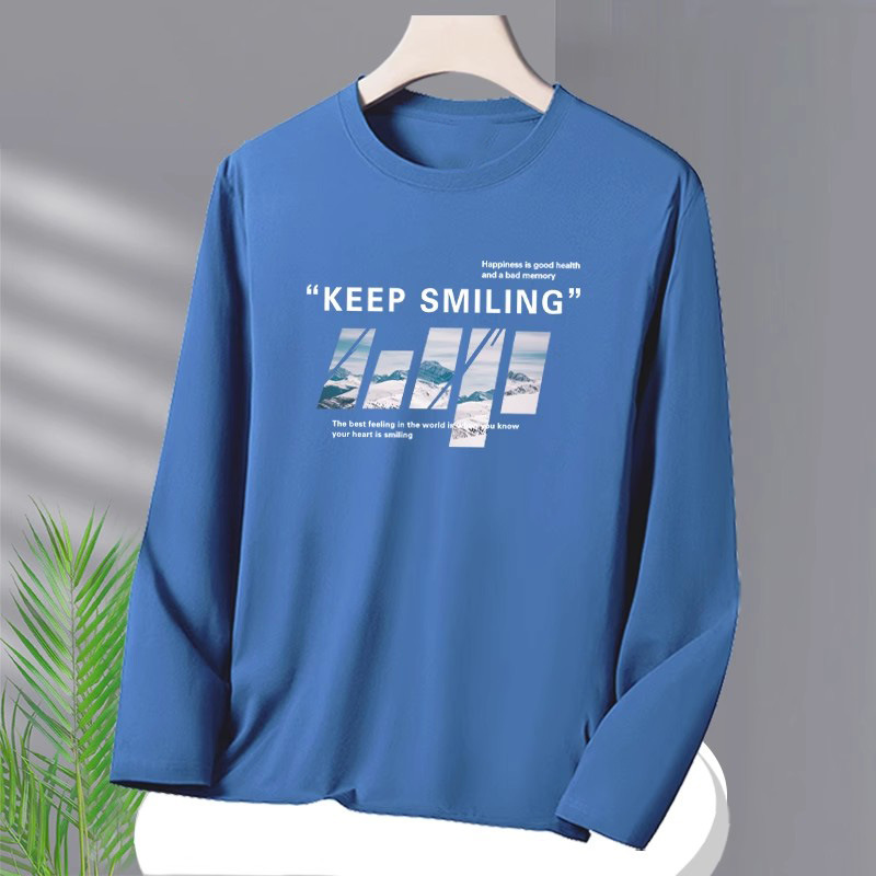 Long sleeved t-shirt men's casual letter t-shirt trendy brand cool autumn versatile round neck clothes trendy men