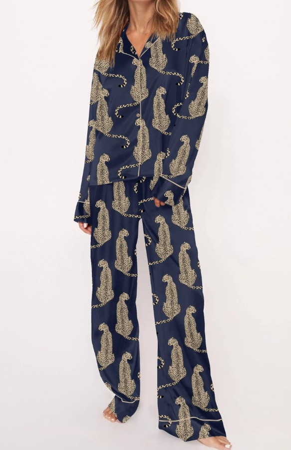 2025 Amazon standalone long sleeved casual sleepwear set with printed fashion buttons for adult casual home wear 2025 Amazon standalone long sleeved casual sleepwear set with printed fashion buttons for adult casual home wear