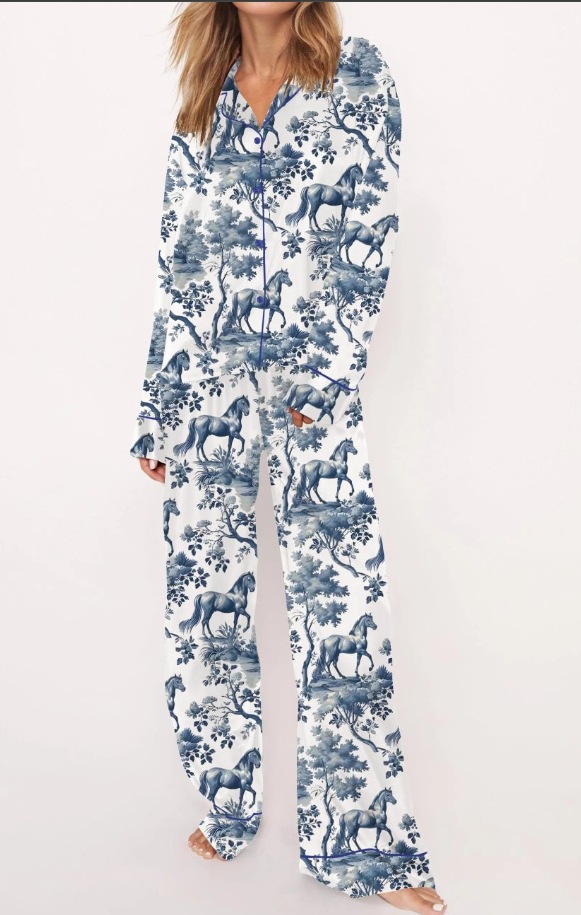 2025 Amazon standalone long sleeved casual sleepwear set with printed fashion buttons for adult casual home wear 2025 Amazon standalone long sleeved casual sleepwear set with printed fashion buttons for adult casual home wear