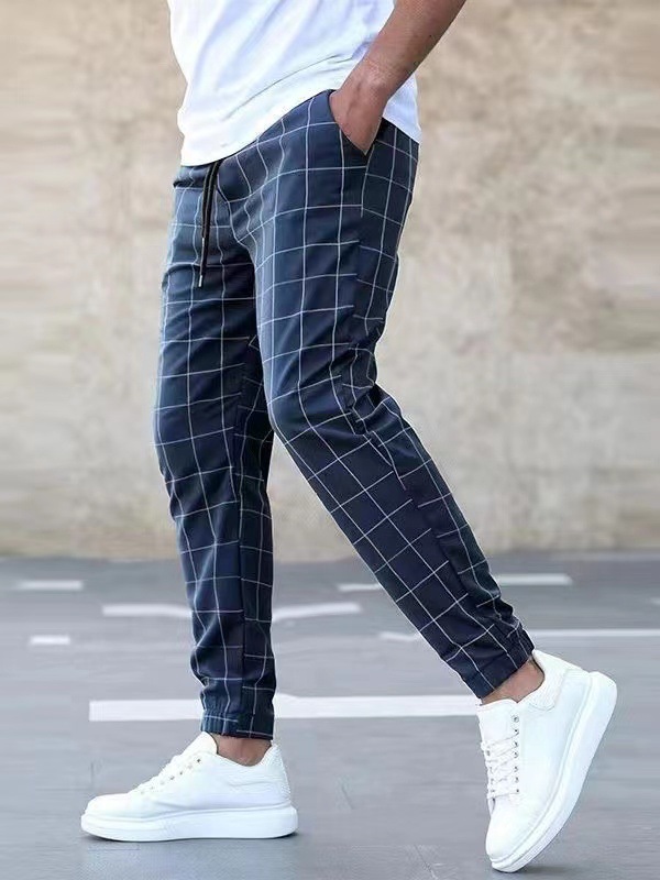 Cross border men's new sports and leisure trend, fashionable digital printed checkered pants, all season versatile men's digital printed pants Cross border men's new sports and leisure trend, fashionable digital printed checkered pants, all season versatile men's digital printed pants