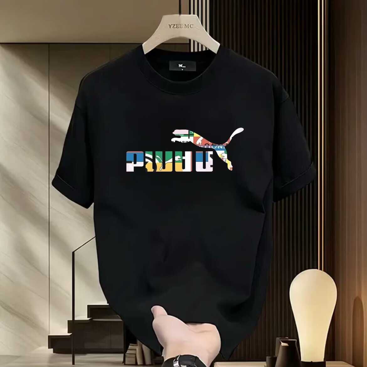 Cross border new American men's short sleeved T-shirt men's summer trend new print loose and versatile casual clothes