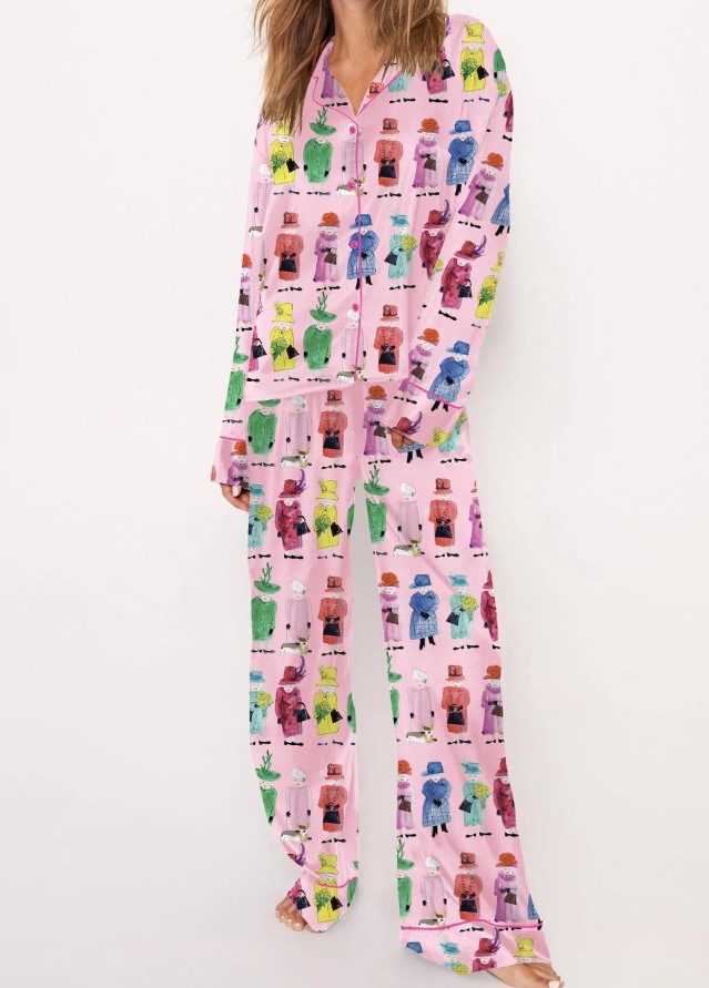 2025 Amazon standalone long sleeved casual sleepwear set with printed fashion buttons for adult casual home wear 2025 Amazon standalone long sleeved casual sleepwear set with printed fashion buttons for adult casual home wear