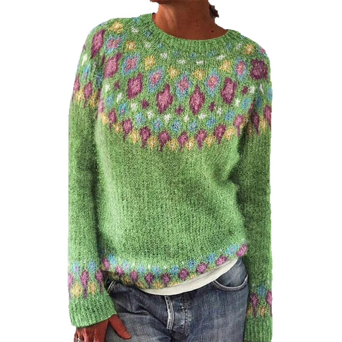 Cross border 3D printed women's round neck soft sweater casual jacket knitted sweater fashion diamond series Cross border 3D printed women's round neck soft sweater casual jacket knitted sweater fashion diamond series