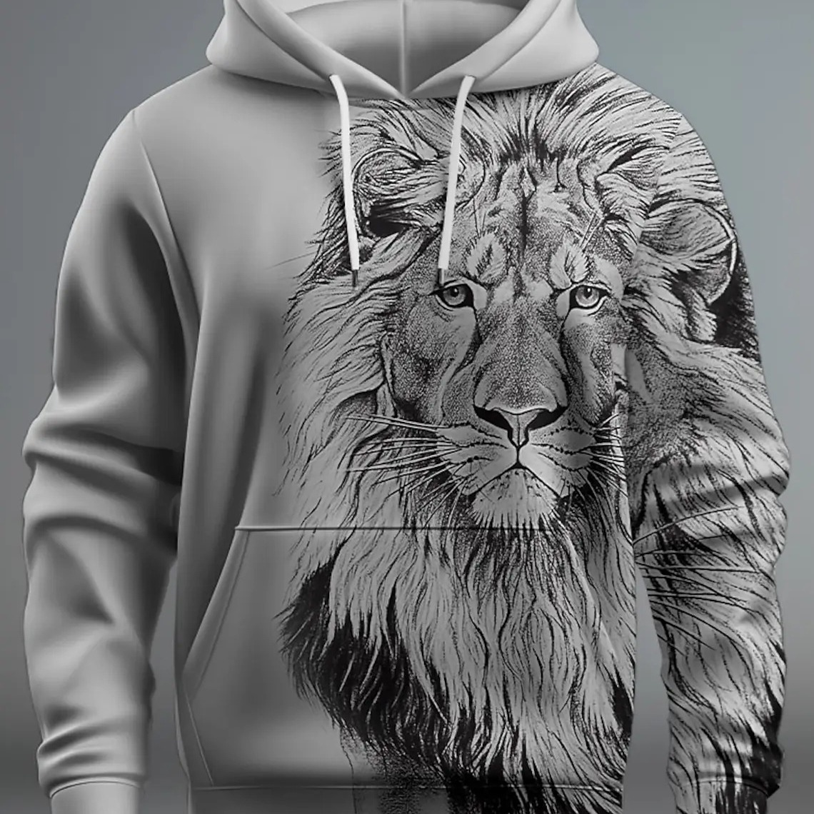 2025 Cross border 3D Hoodie Lion Pattern Men's Hoodie Factory Direct Sales Cross border European and American Hoodie Coat