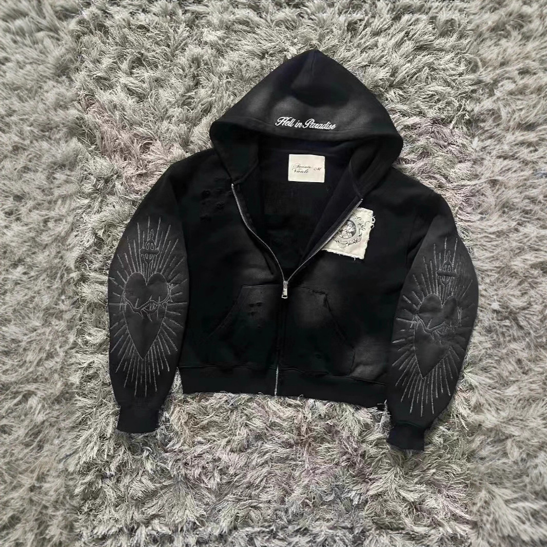 New cross-border printed men's and women's hoodies, short hoodies, 2025 new hot selling versatile zipper cardigan jacket