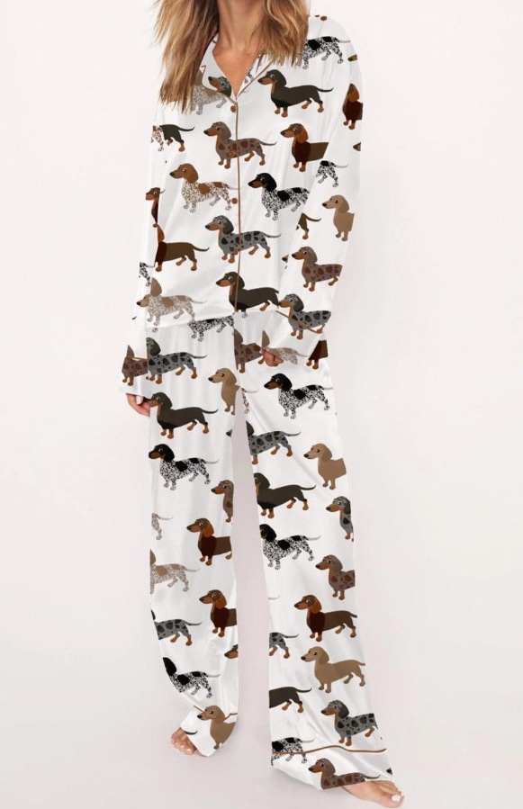 2025 Amazon standalone long sleeved casual sleepwear set with printed fashion buttons for adult casual home wear 2025 Amazon standalone long sleeved casual sleepwear set with printed fashion buttons for adult casual home wear