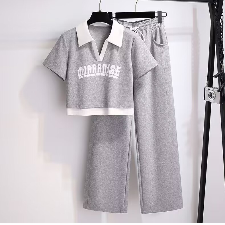 Leisure Sports Set for Women's Summer 2023 New Style Internet Celebrity Fashion Western Style Hoodie Wide Leg Pants Running Clothes Two Piece Set Leisure Sports Set for Women's Summer 2023 New Style Internet Celebrity Fashion Western Style Hoodie Wide Leg Pants Running Clothes Two Piece Set