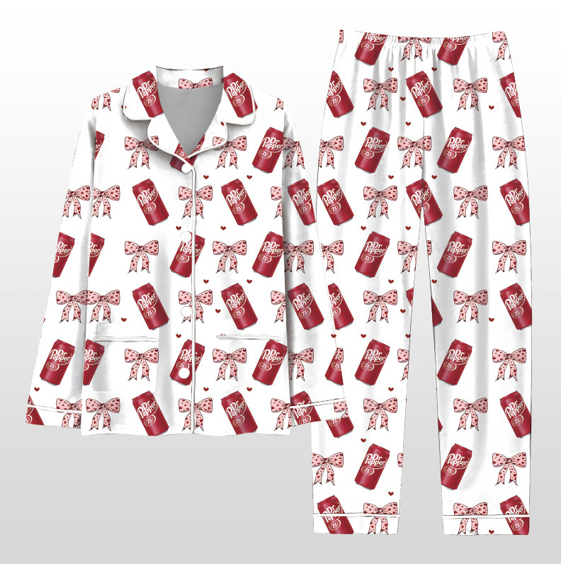 2025 Amazon standalone long sleeved casual sleepwear set with printed fashion buttons for adult casual home wear 2025 Amazon standalone long sleeved casual sleepwear set with printed fashion buttons for adult casual home wear