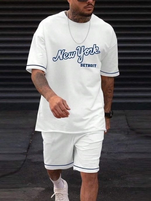 2025 Cross border Hot selling Set Fashion Short sleeved T-shirt Pants Loose Men's 3D Digital Printed Running Two piece Set 2025 Cross border Hot selling Set Fashion Short sleeved T-shirt Pants Loose Men's 3D Digital Printed Running Two piece Set